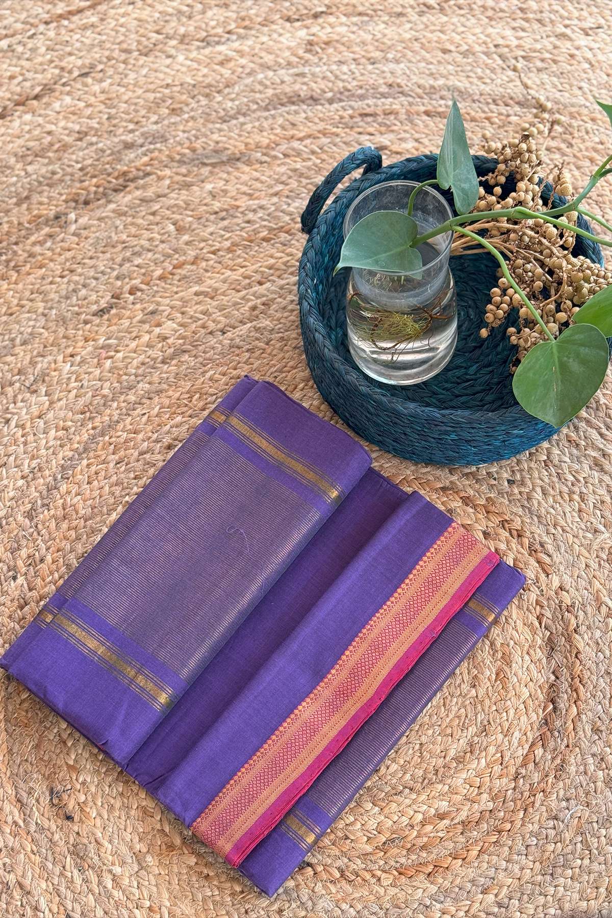 Deep Violet Mangalagiri Handloom Cotton Saree