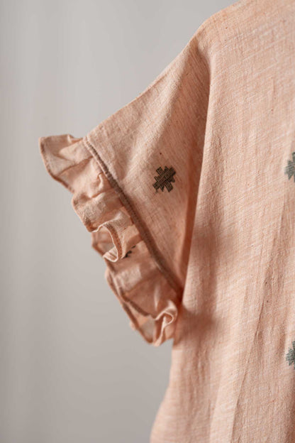Tan brown Layered jamdani dress