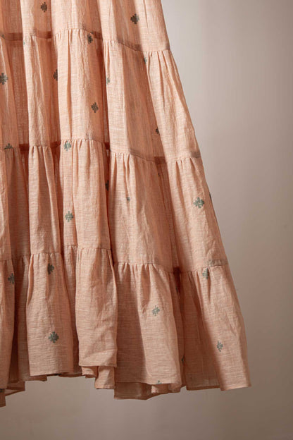 Tan brown Layered jamdani dress