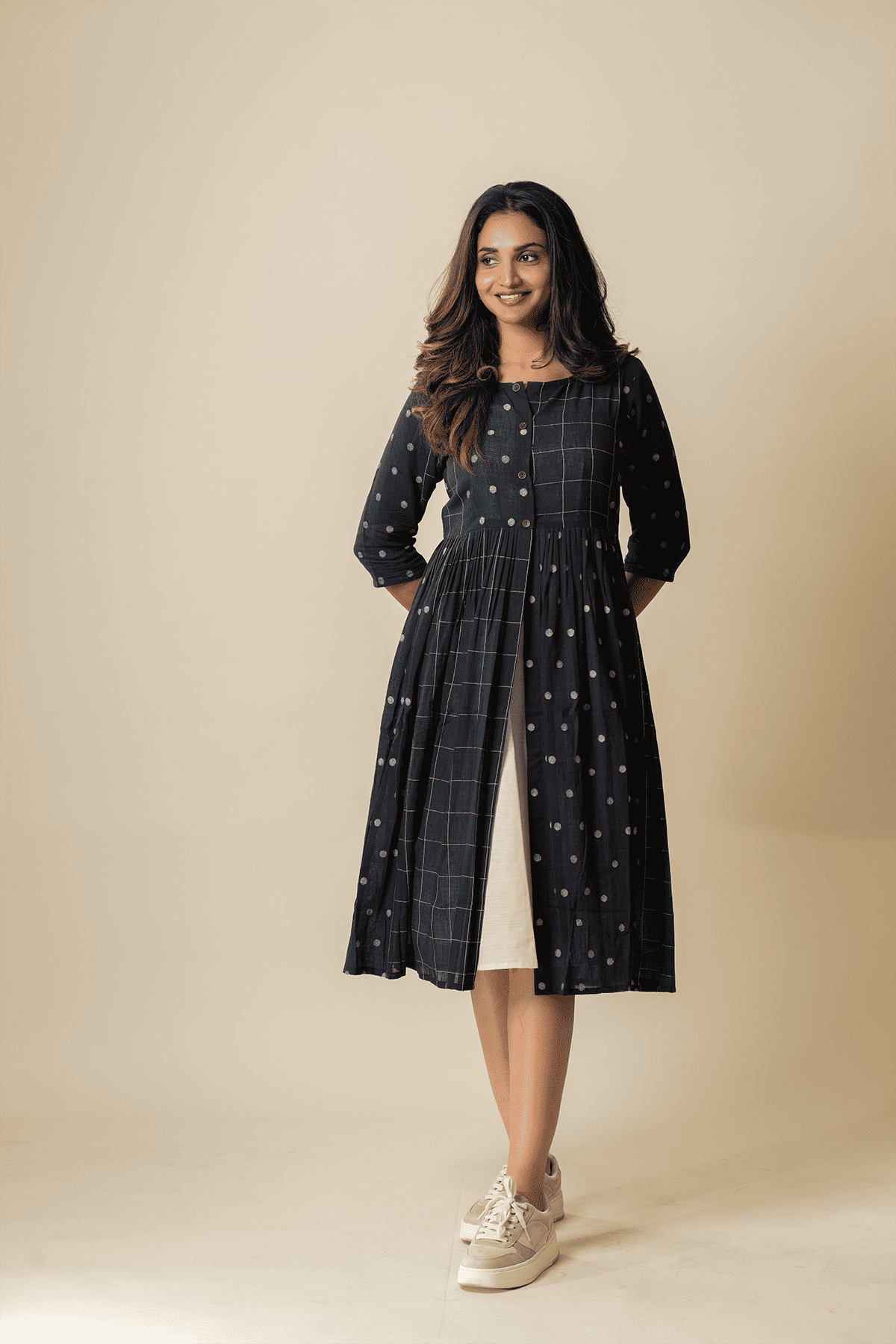 Black Muslin Jamdani Overlay Dress