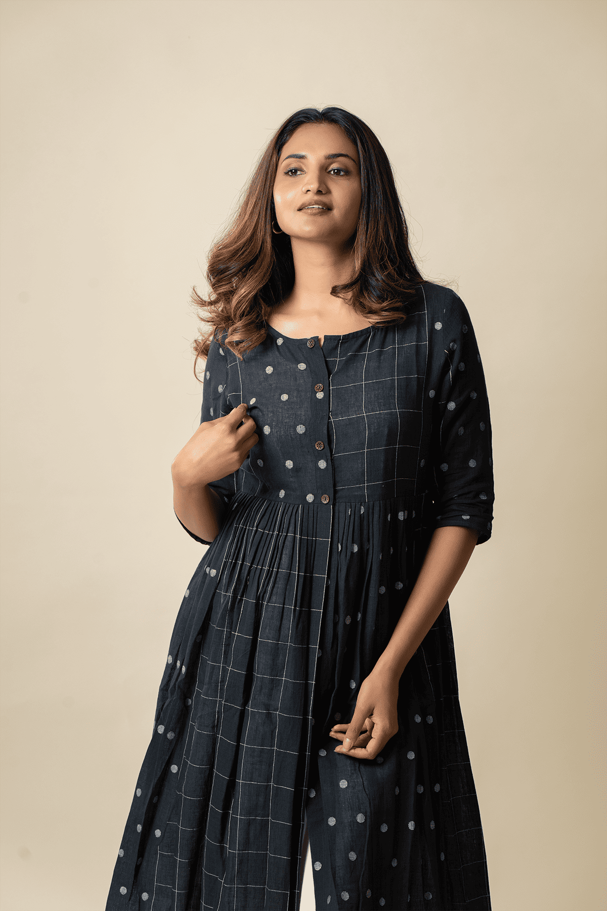 Black Muslin Jamdani Overlay Dress