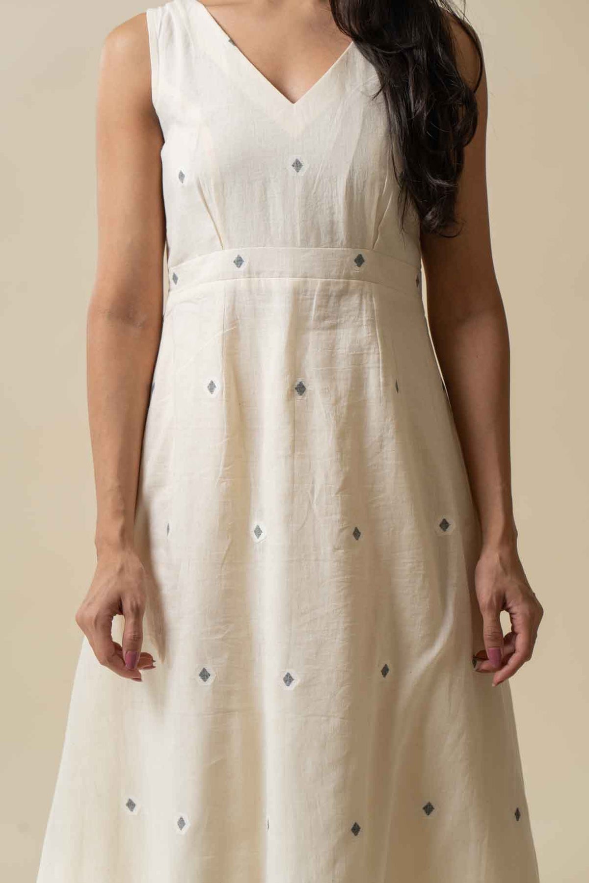 White Muslin Cotton Jamdani Dress
