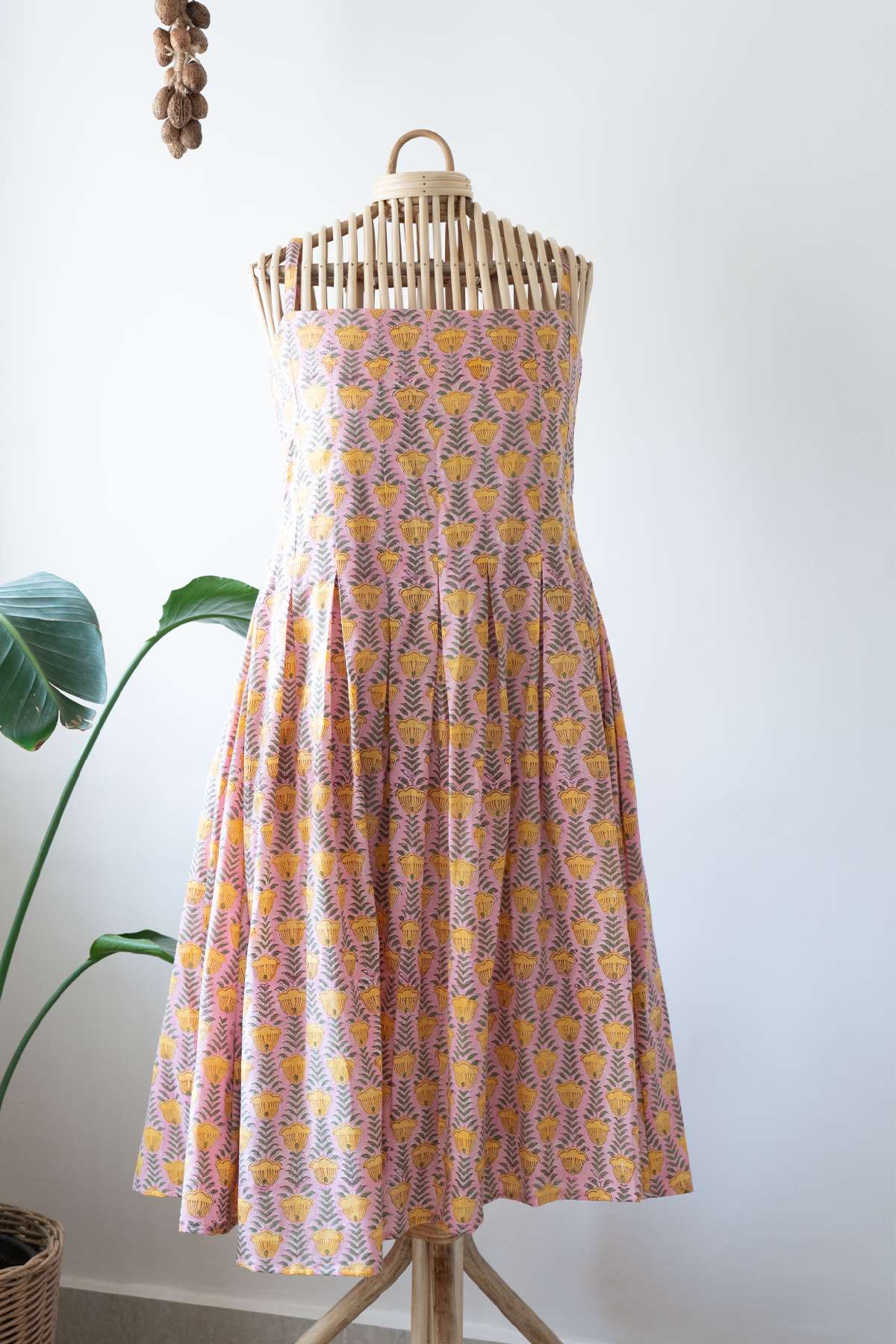 Bohemian Strapless Cotton Midi Dress