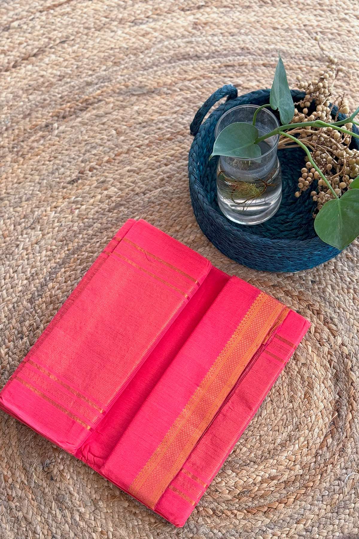 Vivid Pink Mangalagiri Handloom Cotton Saree