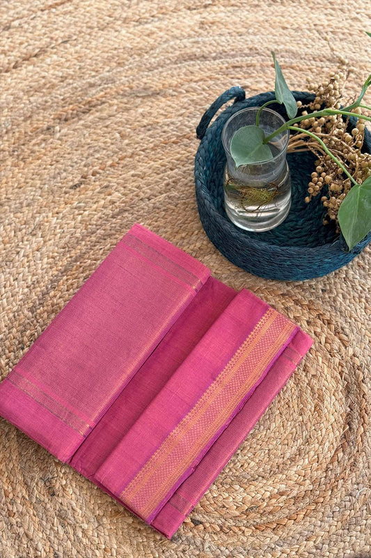 Pink Mangalagiri Handloom Cotton Saree