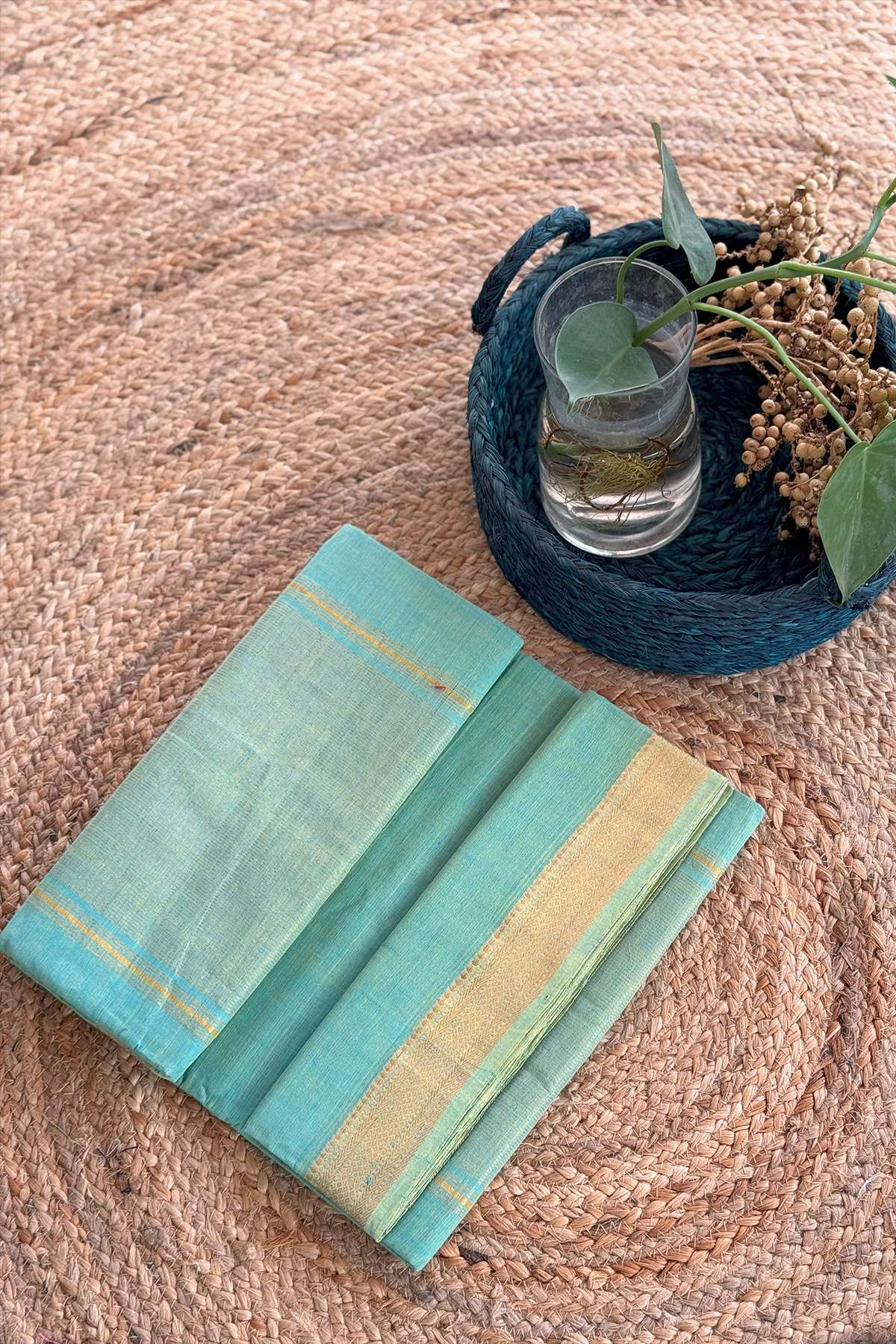 Elegant Pastel Green Handwoven Saree