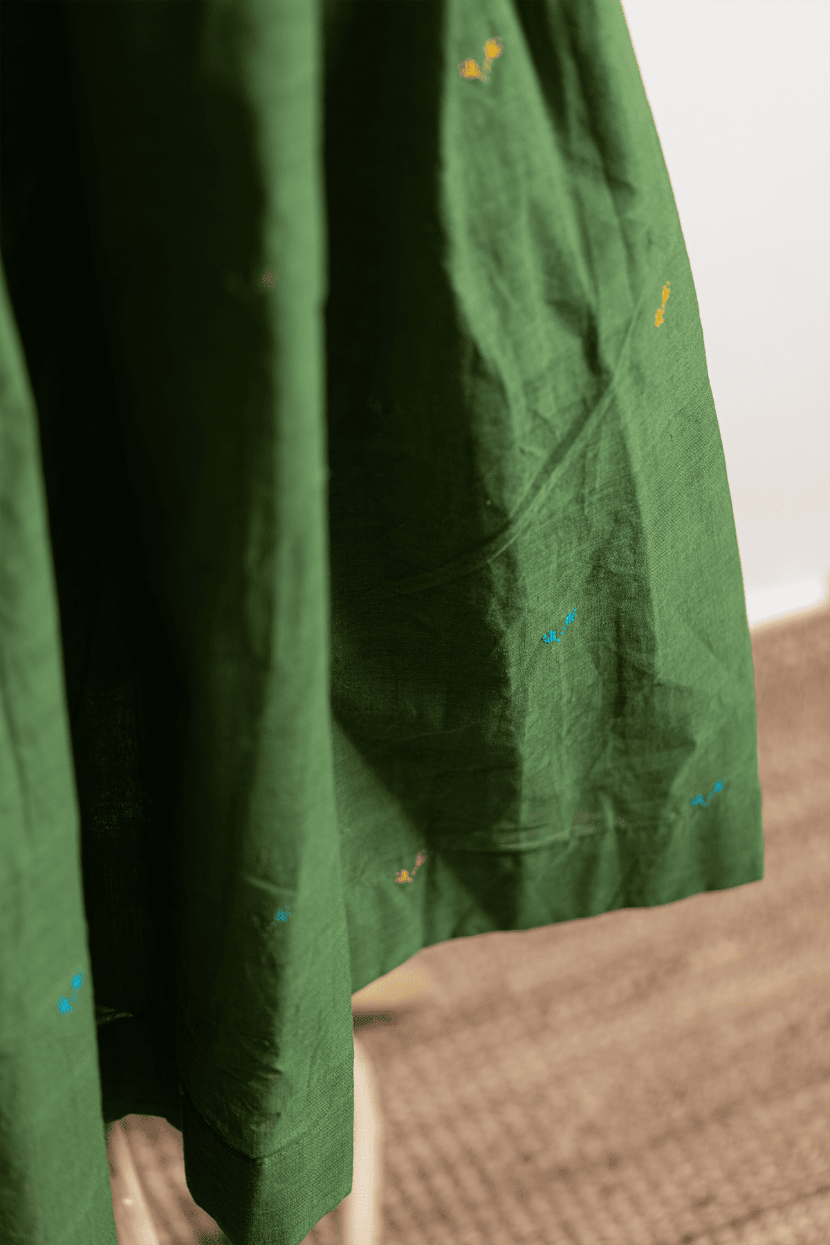 Forest Green Handwoven Jamdani Dress
