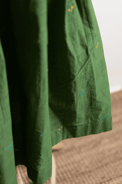 Forest Green Handwoven Jamdani Dress