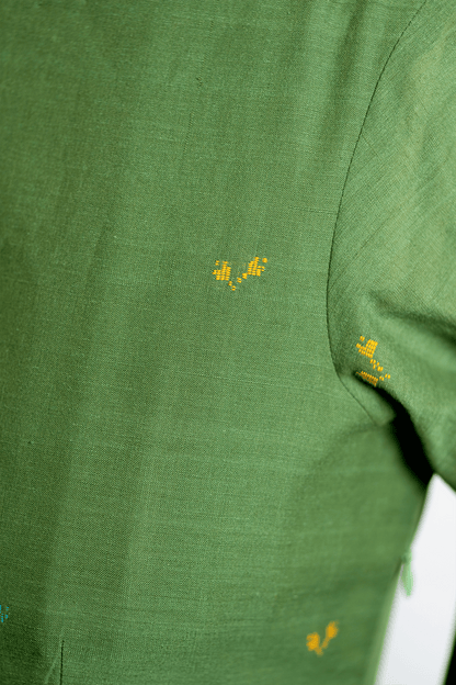 Forest Green Handwoven Jamdani Dress